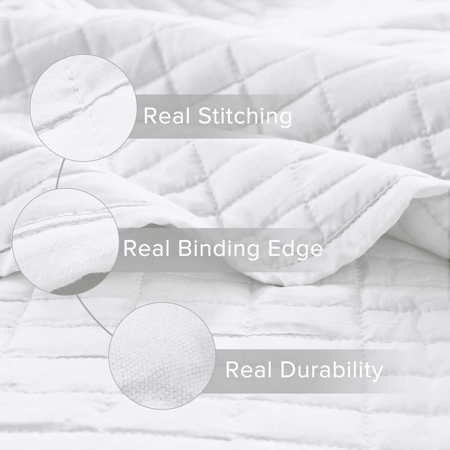 Comfort Spaces Kienna Quilt Set-Luxury Double Sided Stitching Design Summer Blanket, Lightweight, Soft, All Season Bedding Layer, Matching Sham, White, Coverlet Twin/Twin XL(66"x90") 2 Piece