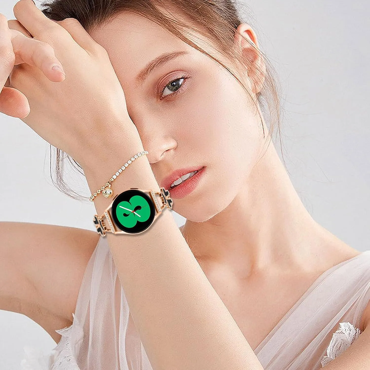 Compatible for Galaxy Watch 3 41mm Bands, Stainless Steel Metal Women Wristband Watch Bracelet Dressy Replacement Strap for Galaxy Watch 42mm/Active/Gear S2