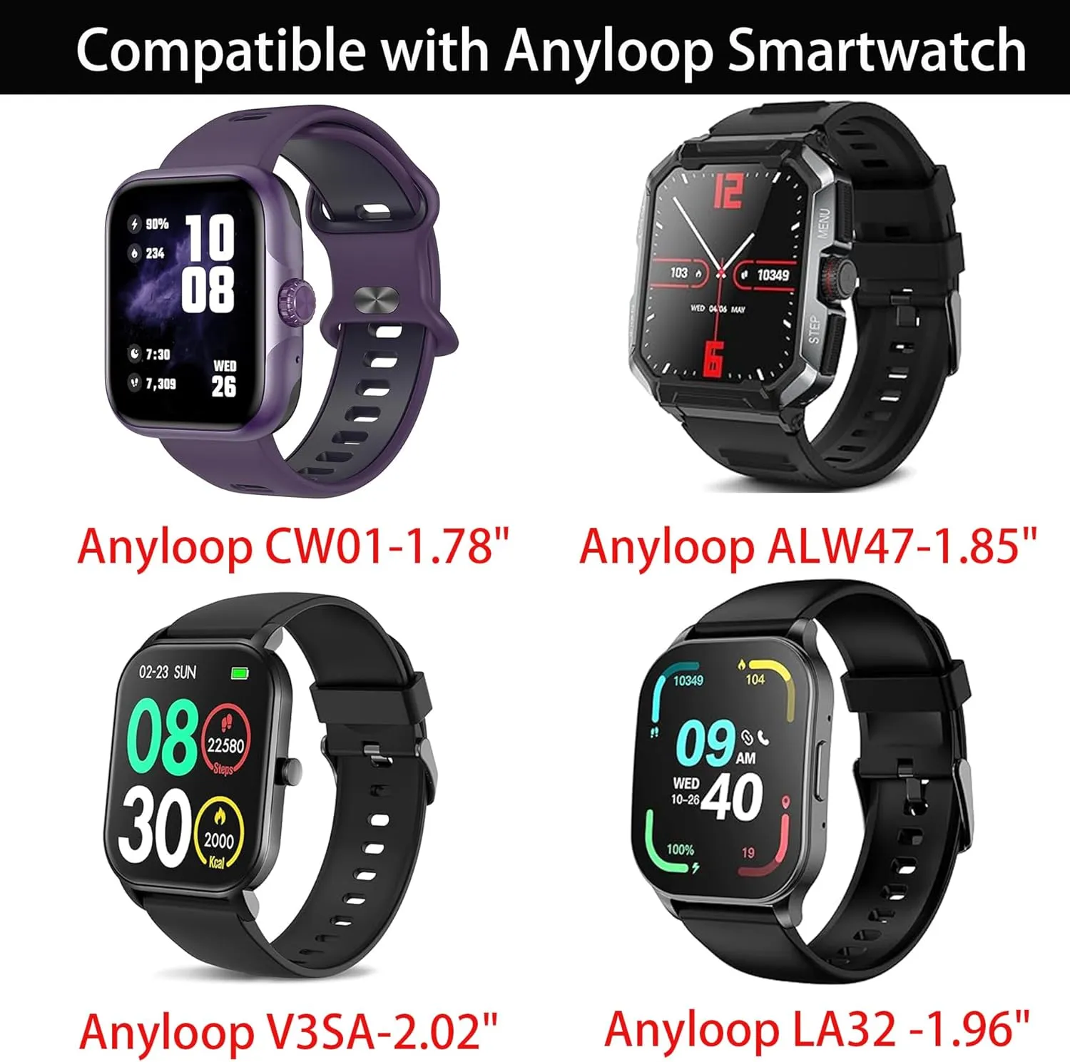 Compatible with Anyloop Smartwatch Bands, Lamshaw 22mm Rugged Nylon Sports Strap with Woven Loop Design Compatible with Anyloop CW01/LA32/ALW47/V3SA Smartwatch