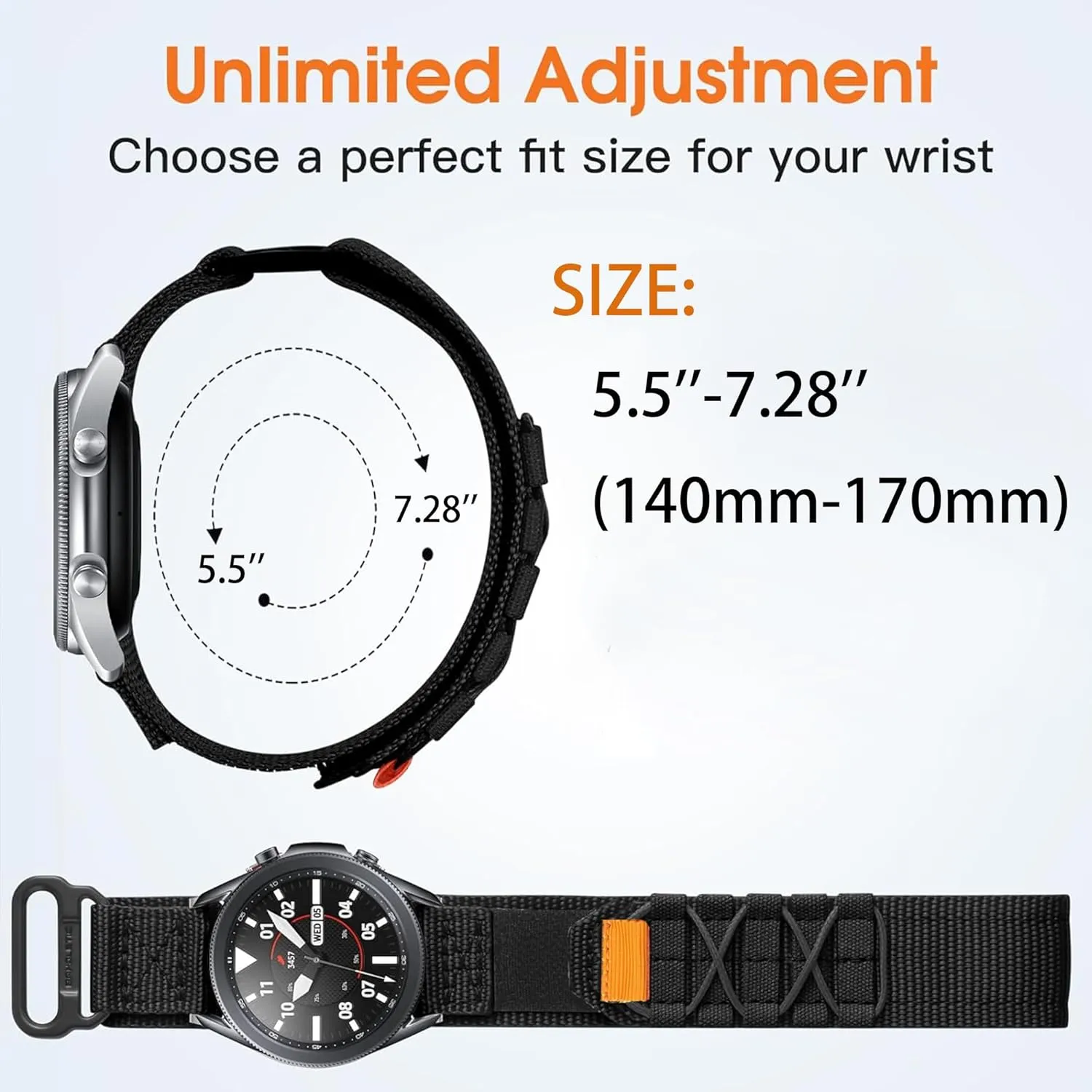 Compatible with Anyloop Smartwatch Bands, Lamshaw 22mm Rugged Nylon Sports Strap with Woven Loop Design Compatible with Anyloop CW01/LA32/ALW47/V3SA Smartwatch