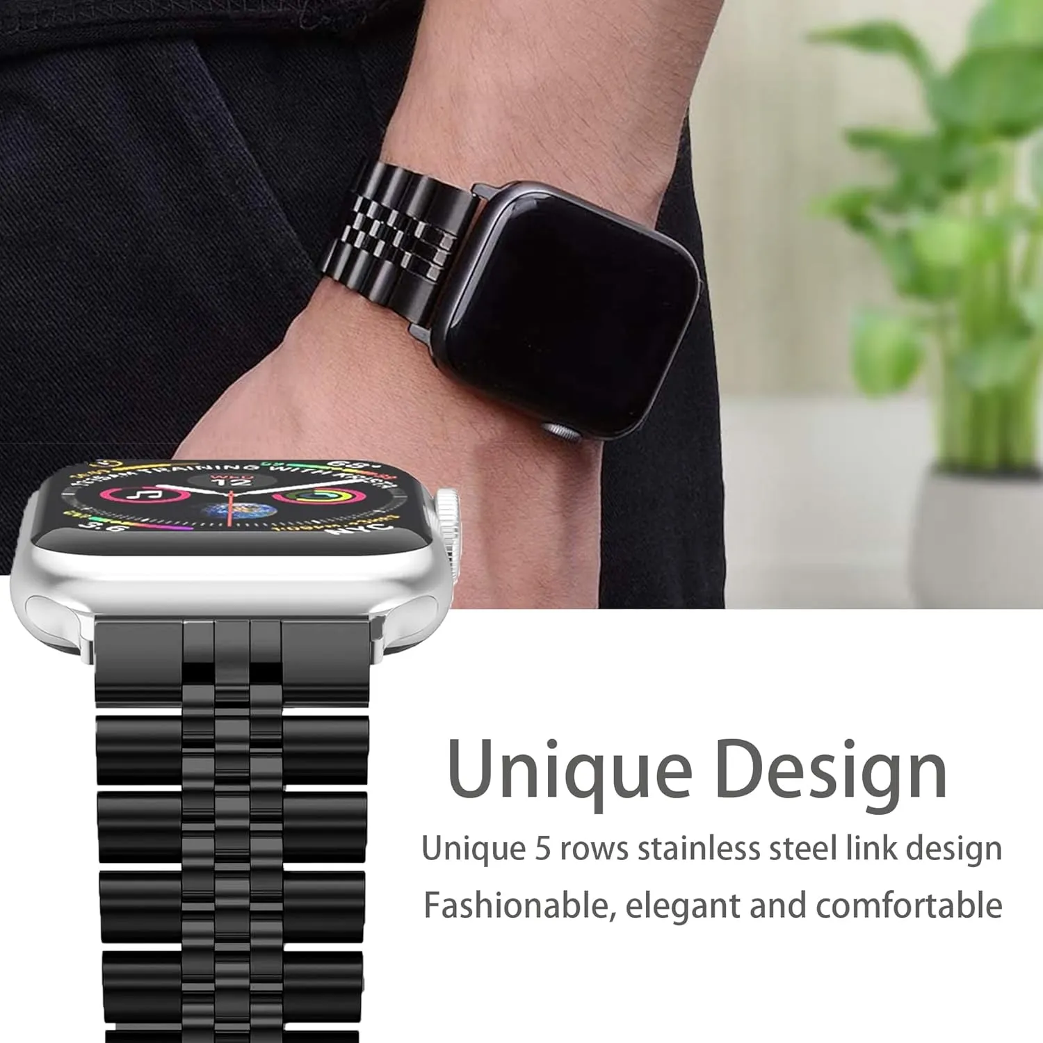 Compatible with Cubitt Viva Pro Smart Watch Band, Stainless Steel Metal Band with Butterfly Folding Clasp Link Bracelet Compatible with Cubitt Viva Pro, Viva, Aura Pro, Aura Smart Watch