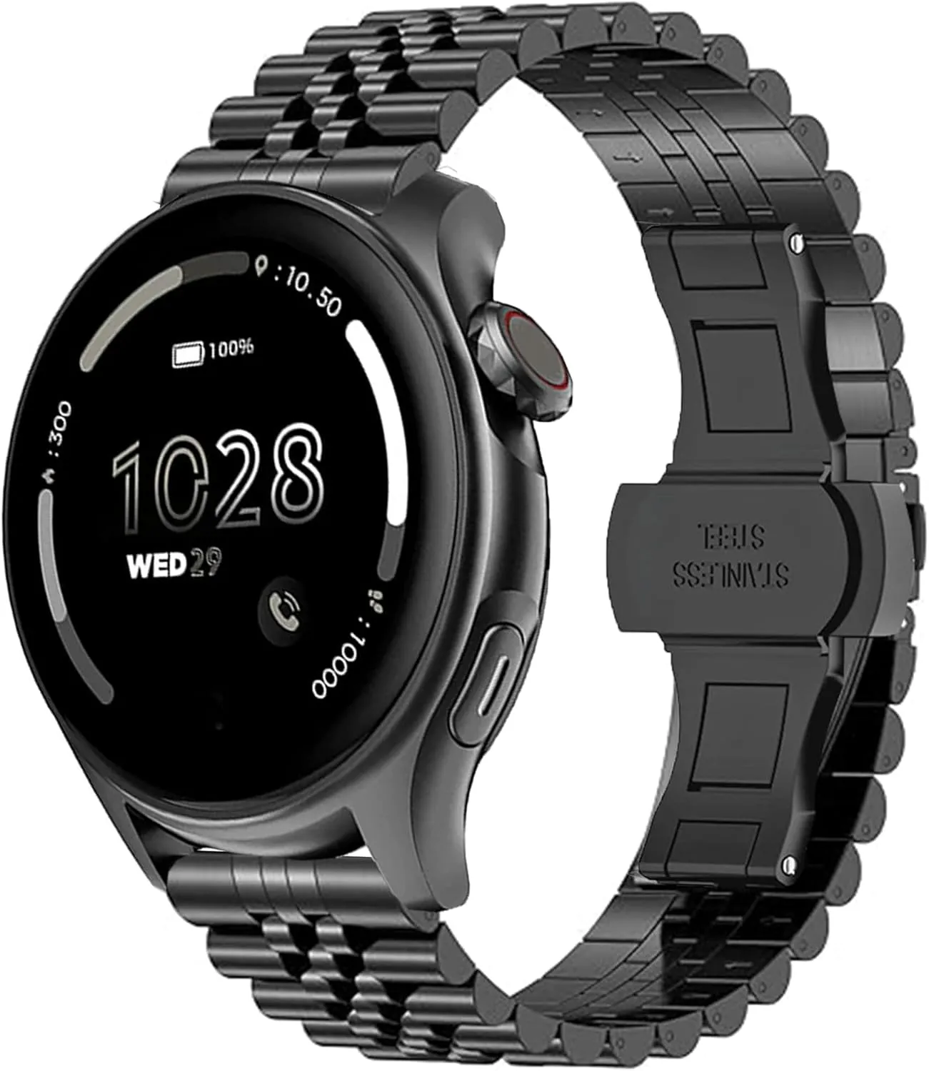 Compatible with Cubitt Viva Pro Smart Watch Band, Stainless Steel Metal Band with Butterfly Folding Clasp Link Bracelet Compatible with Cubitt Viva Pro, Viva, Aura Pro, Aura Smart Watch