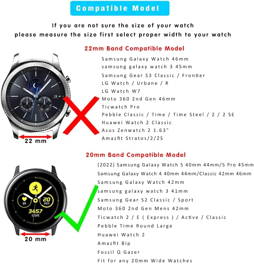 Compatible with Samsung Galaxy Watch 42mm/Active 40mm/Active 2 40mm 44mm/Gear S2 Classic/Gear Sport /Fossil Q Gazer/Ticwatch 2/ Garmin Vivoactive 3 20mm Genuine Leather Cuff Bands/Strap (Brown)