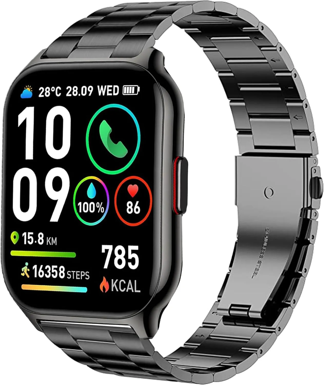 Compatible with SKG GT5 Smart Watch Bands, Stainless Steel Metal Replacement Strap Bracelet Compatible with SKG V7-2 1.95", GT5 Smart Watch