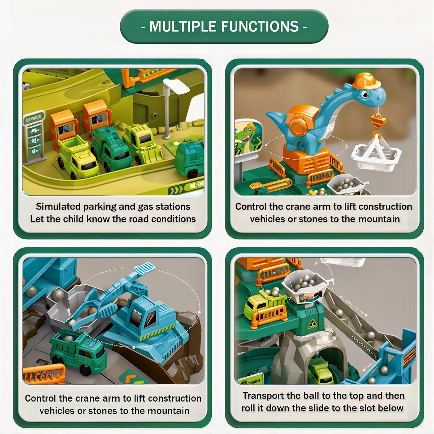 Construction Vehicle Toys Race Car Track for Kids Age 3-8 Train Set Best Birthday Gift with 4 Mini Engineering Cars