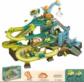 Construction Vehicle Toys Race Car Track for Kids Age 3-8 Train Set Best Birthday Gift with 4 Mini Engineering Cars