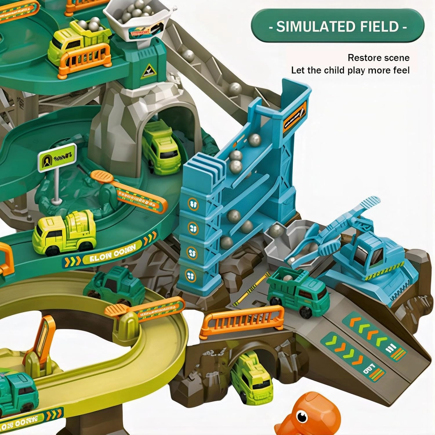 Construction Vehicle Toys Race Car Track for Kids Age 3-8 Train Set Best Birthday Gift with 4 Mini Engineering Cars