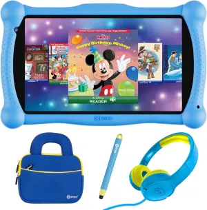 Contixo 7" Disney Kids Learning Tablet Bundle - Headphones, Stylus & Bag, Pre-Installed Disney Storybook (Value $200) & Teacher-Approved Apps, Parental Controls, Ideal for Education - Blue