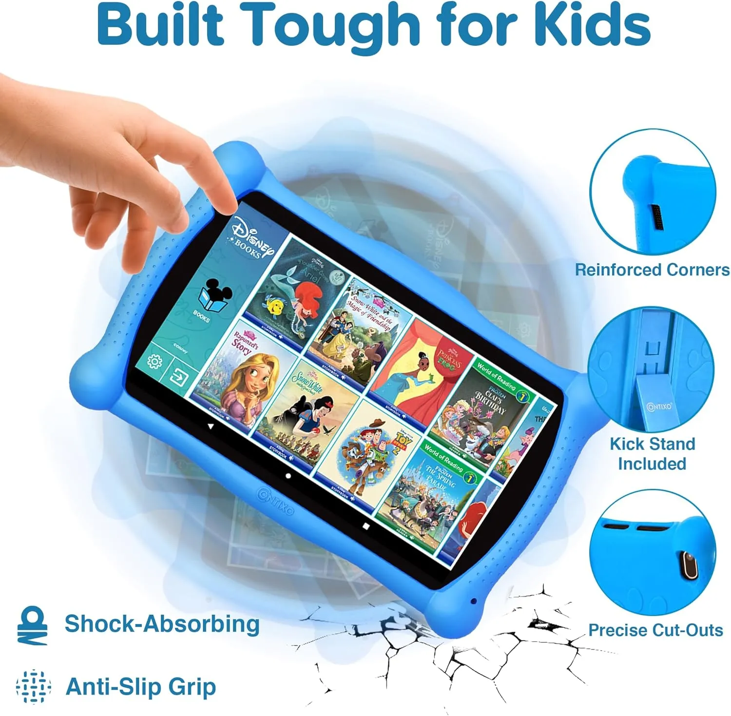 Contixo 7" Disney Kids Learning Tablet Bundle - Headphones, Stylus & Bag, Pre-Installed Disney Storybook (Value $200) & Teacher-Approved Apps, Parental Controls, Ideal for Education - Blue