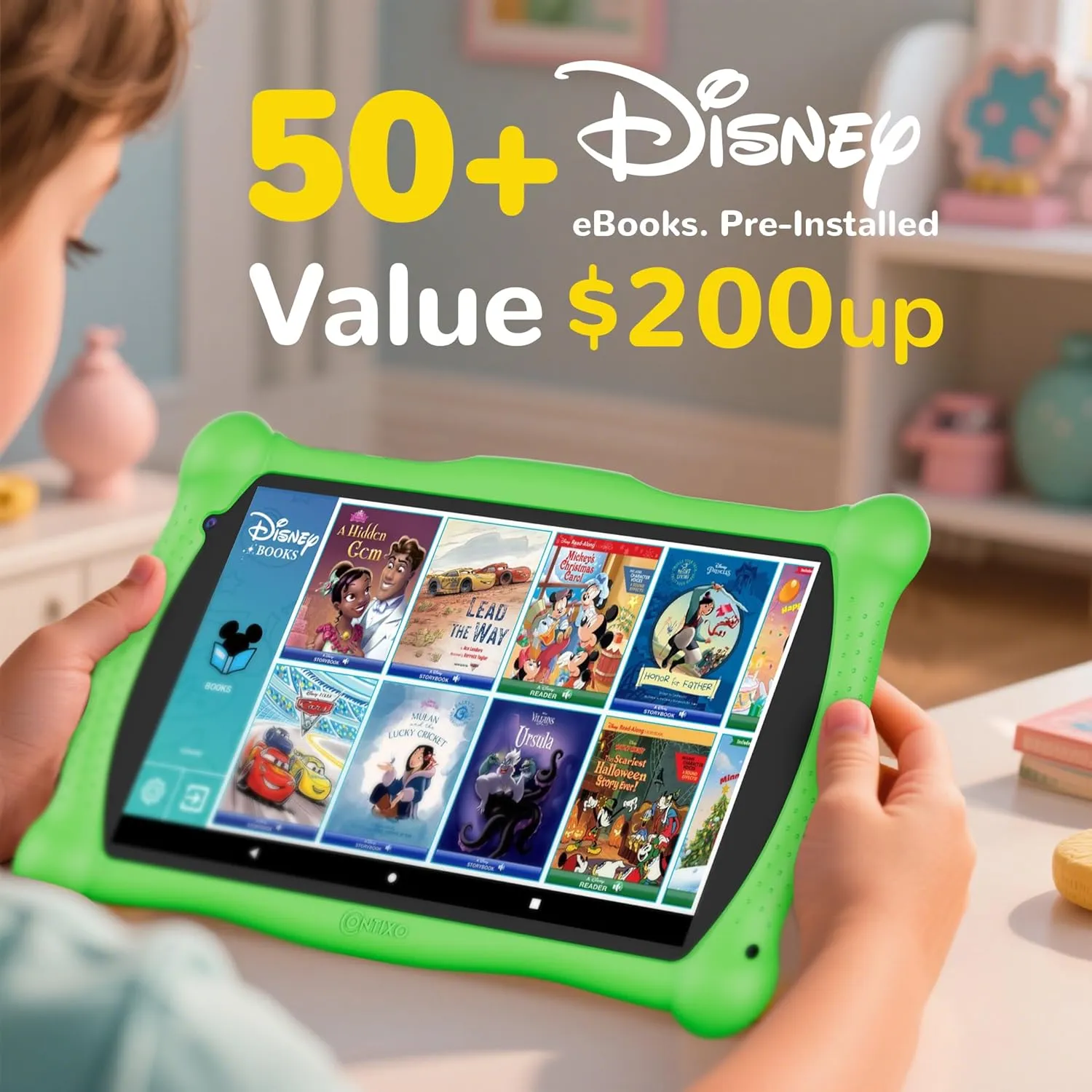 Contixo 7" Disney Kids Learning Tablet Bundle - Headphones, Stylus & Bag, Pre-Installed Disney Storybook (Value $200) & Teacher-Approved Apps, Parental Controls, Ideal for Education - Green