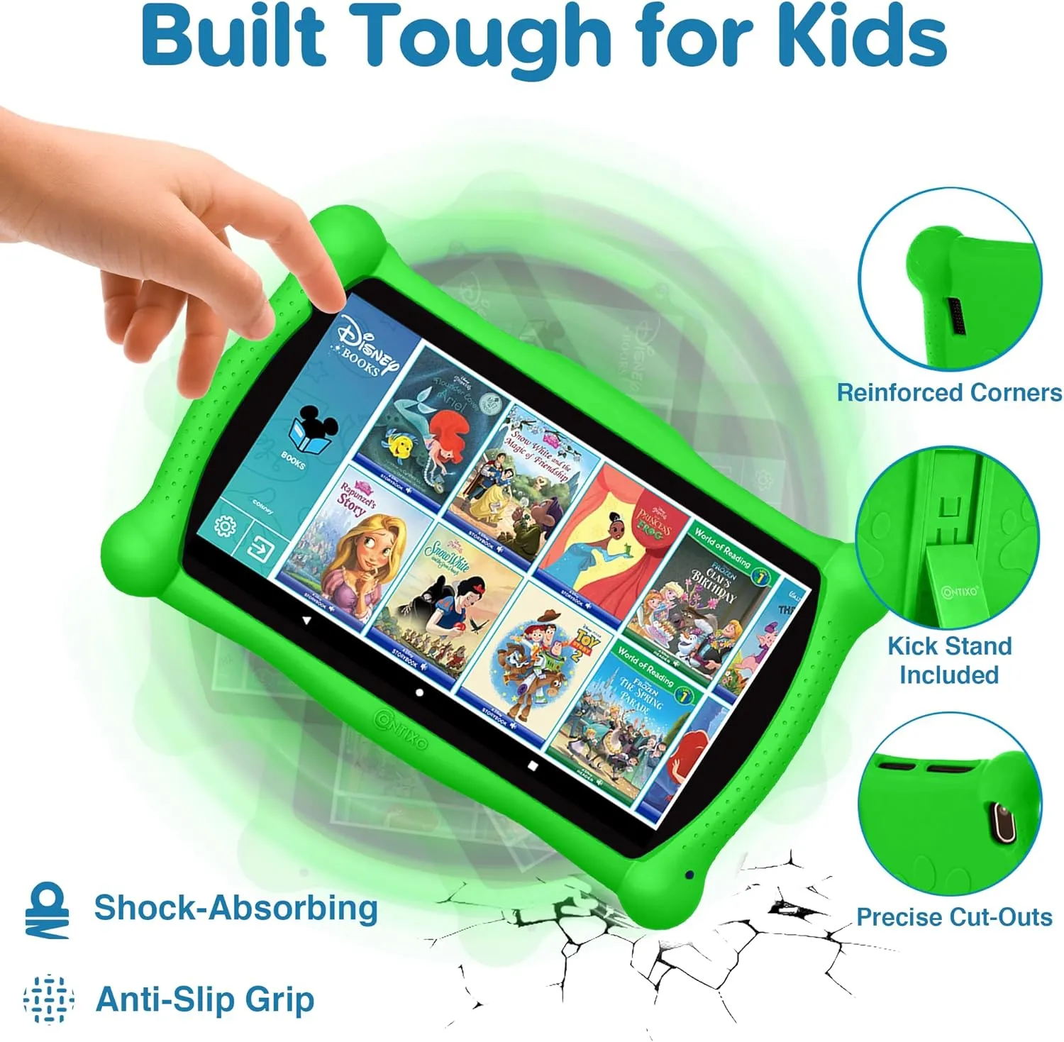 Contixo 7" Disney Kids Learning Tablet Bundle - Headphones, Stylus & Bag, Pre-Installed Disney Storybook (Value $200) & Teacher-Approved Apps, Parental Controls, Ideal for Education - Green