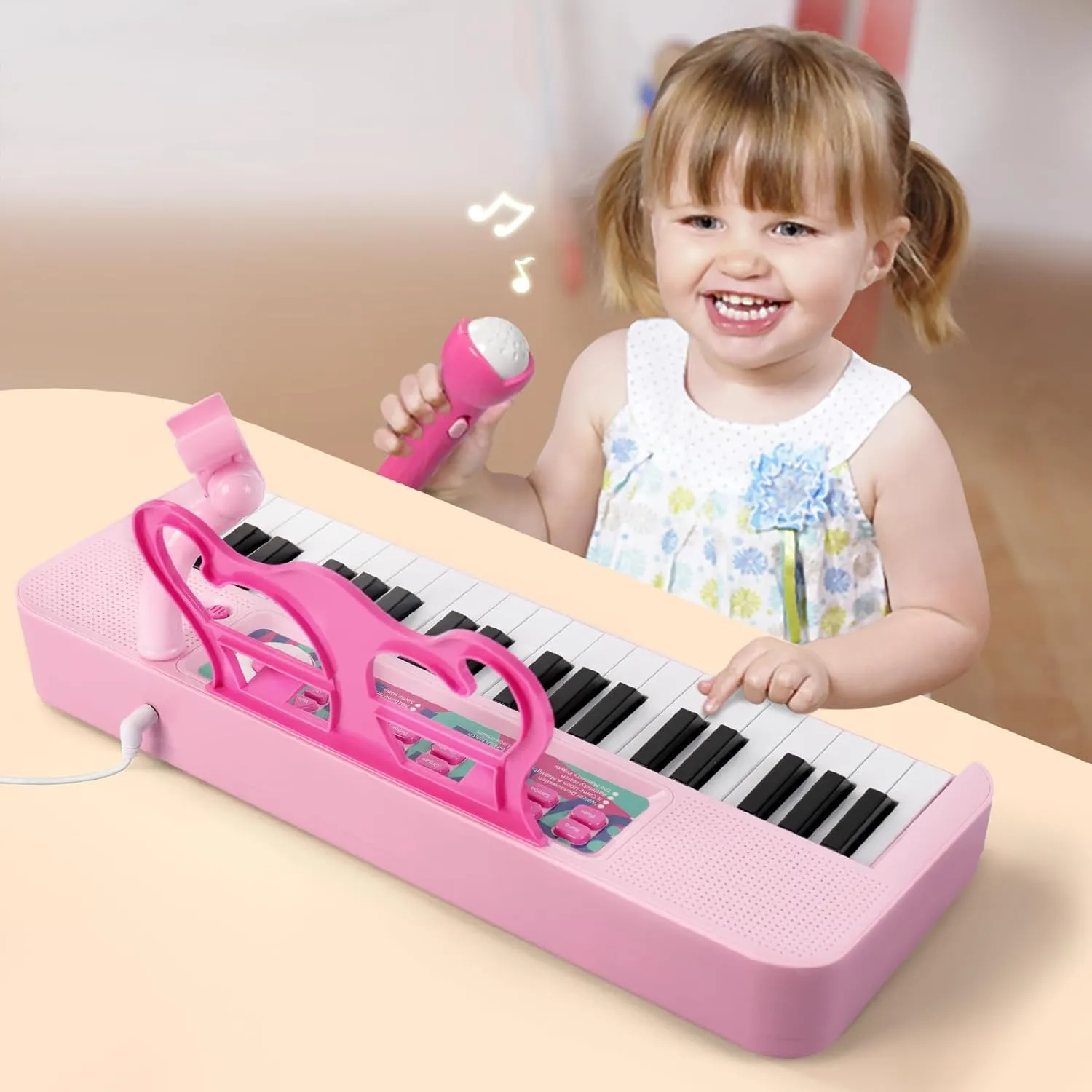 Contixo KP1 Toddler Piano Keyboard – 37-Key Music Toy with Mic, Dual Speakers, 22 Demos, 4 Instrument Sounds, Volume Control – Early Learning Musical Toy for Kids 3-8
