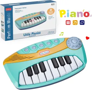 Contixo KP2 Toddler Piano Keyboard - Mini Baby Pianos for Kids Ages 1–5 with Lights, Volume Control – Early Learning Musical Instrument Toy for Boys & Girls-Blue