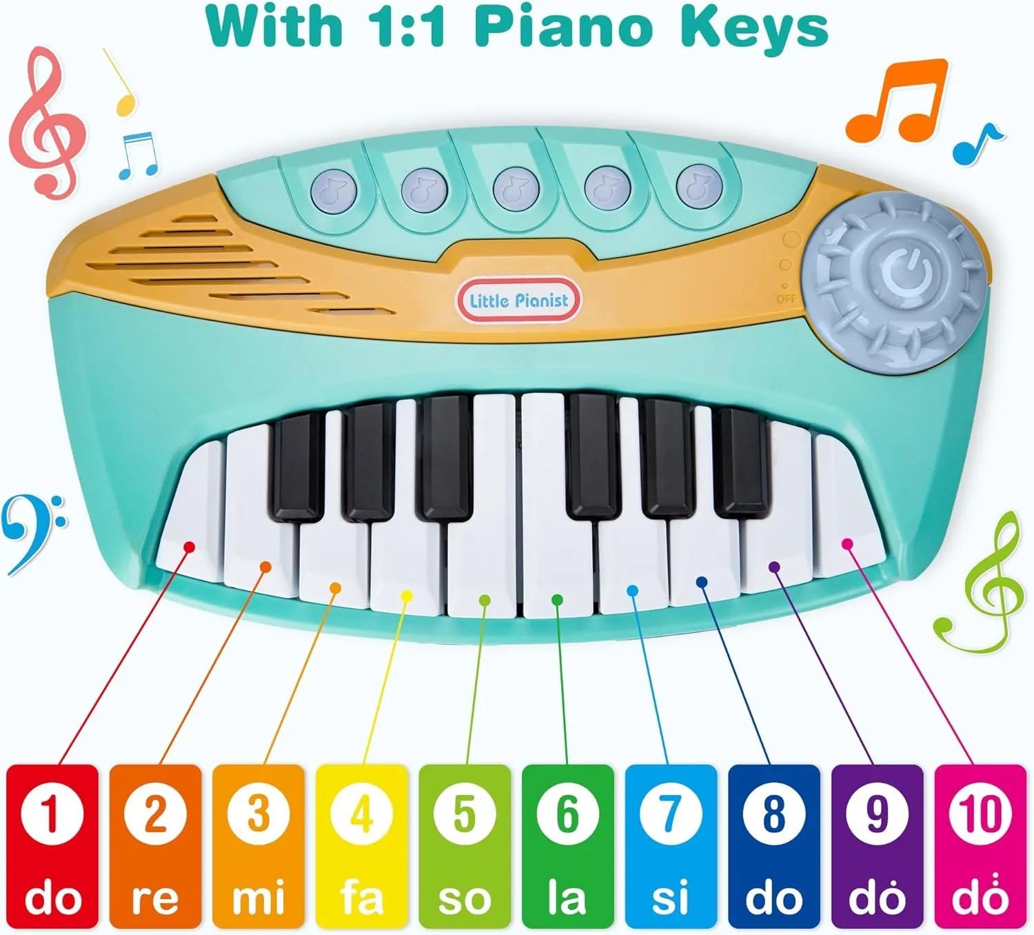 Contixo KP2 Toddler Piano Keyboard - Mini Baby Pianos for Kids Ages 1–5 with Lights, Volume Control – Early Learning Musical Instrument Toy for Boys & Girls-Blue