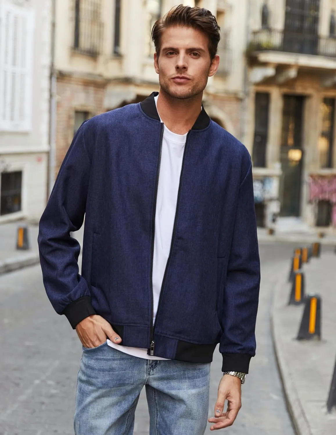 COOFANDY Men's Casual Varsity Jacket Vintage Lightweight Bomber Jackets Zip Up Fashion Coat