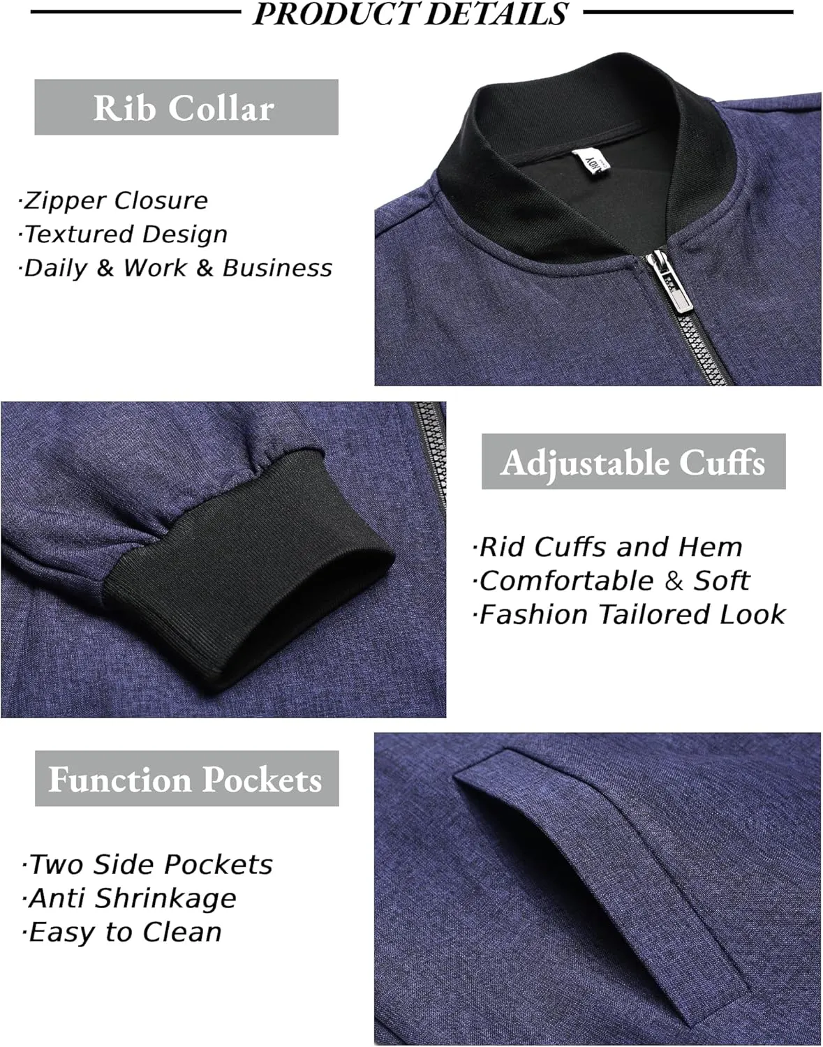 COOFANDY Men's Casual Varsity Jacket Vintage Lightweight Bomber Jackets Zip Up Fashion Coat