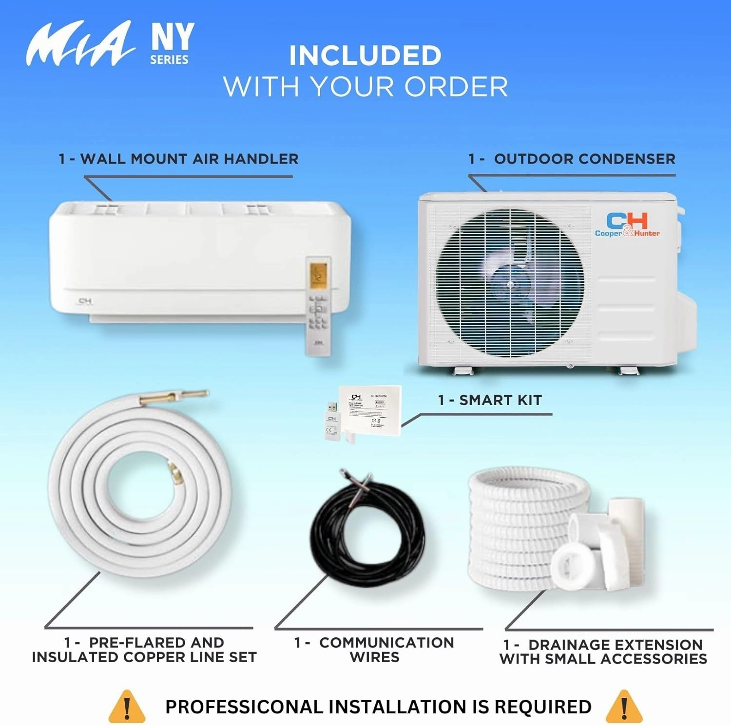 Cooper & Hunter MIA Series, Mini Split Air Conditioner and Heater, 12,000 BTU, 115V, 20.8 SEER2, Wall Mount Ductless Inverter Heat Pump System, Including 16ft Installation kit…