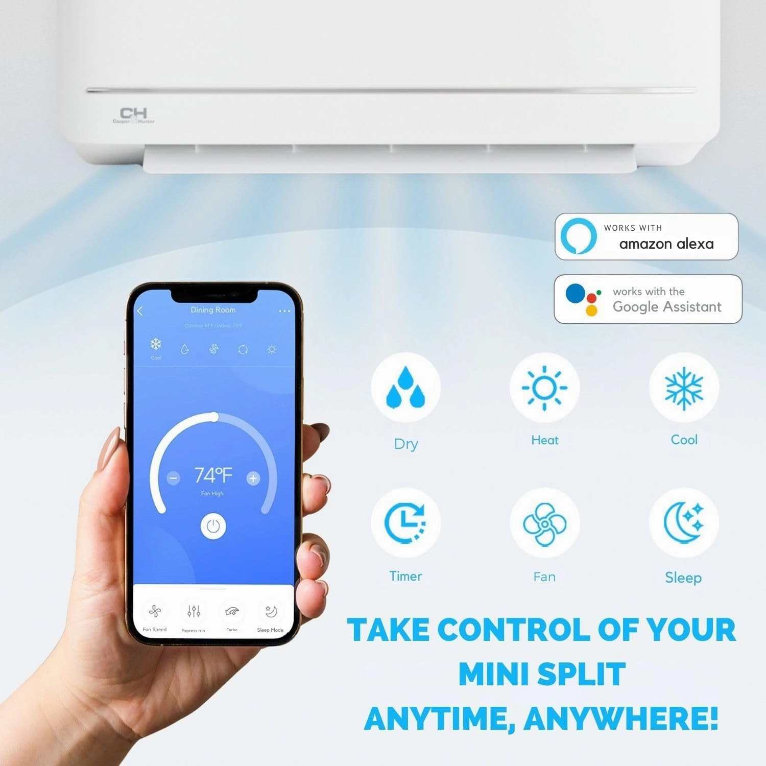 Cooper & Hunter MIA Series, Mini Split Air Conditioner and Heater, 12,000 BTU, 115V, 20.8 SEER2, Wall Mount Ductless Inverter Heat Pump System, Including 16ft Installation kit…