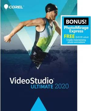 Corel VideoStudio Ultimate 2020 - Video & Movie Editing Software - Slideshow Maker, Screen Recorder, DVD Burner - Premium Effects from NewBlueFX, Boris FX, ProDAD - Free PhotoMirage Express [PC Download][OLD VERSION]