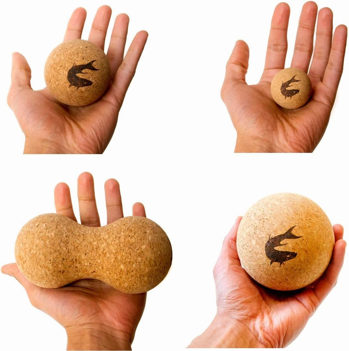 Cork Massage Balls Natural Firm Ultra-Light Eco-Friendly Fascia Massage Balls with Travel Bag (Set of 4)