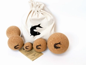Cork Massage Balls Natural Firm Ultra-Light Eco-Friendly Fascia Massage Balls with Travel Bag (Set of 4)