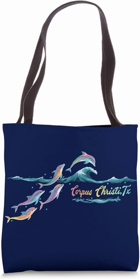 Corpus Christi Texas Colorful Dolphin Lover Beach Vacation Tote Bag