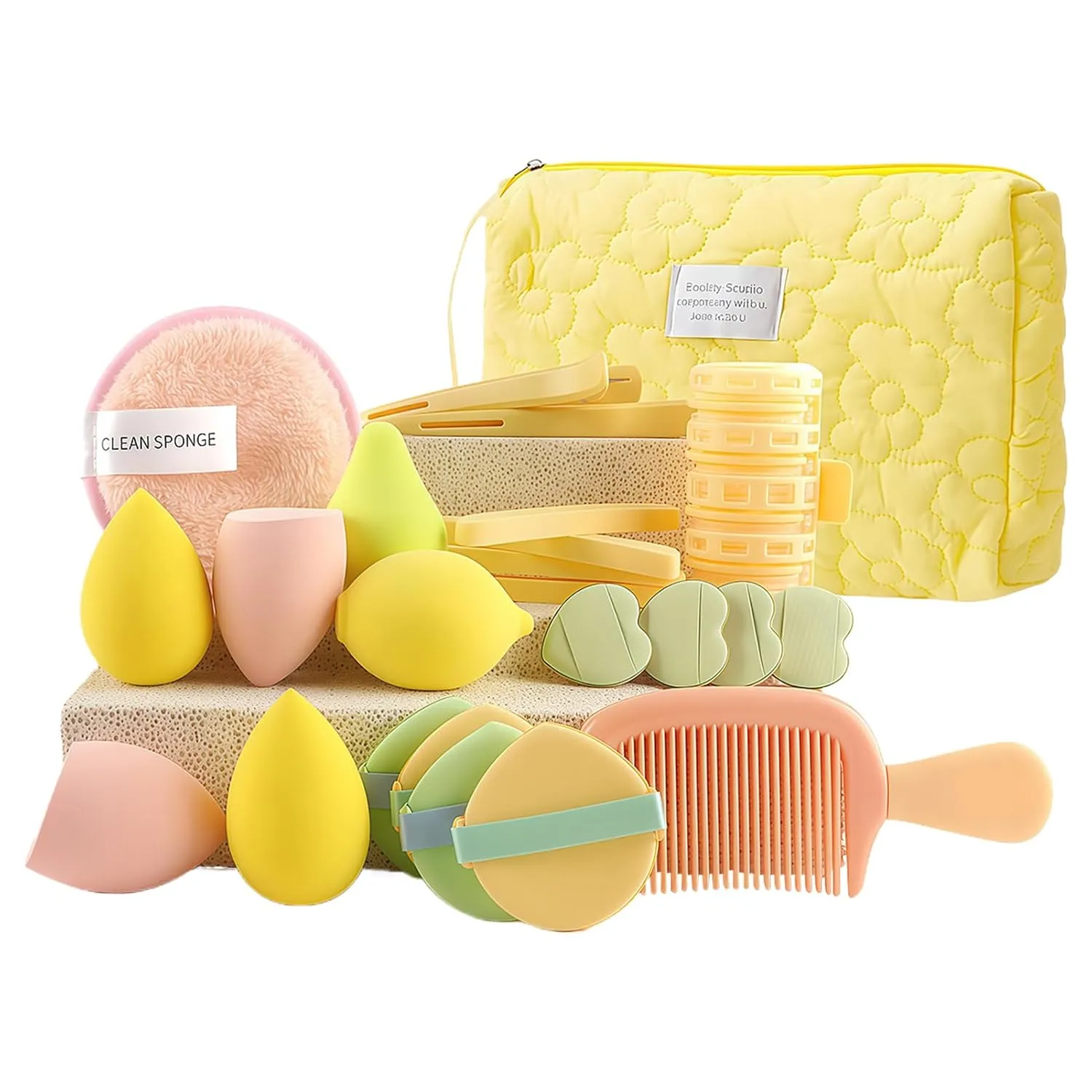 Cosmetic Tool Set - Tool Pack Sponge Applicator Powder Puff | Beginner-Friendly Cosmetic Accessories Set Travel Case Organizer for Daughter Mom Wife
