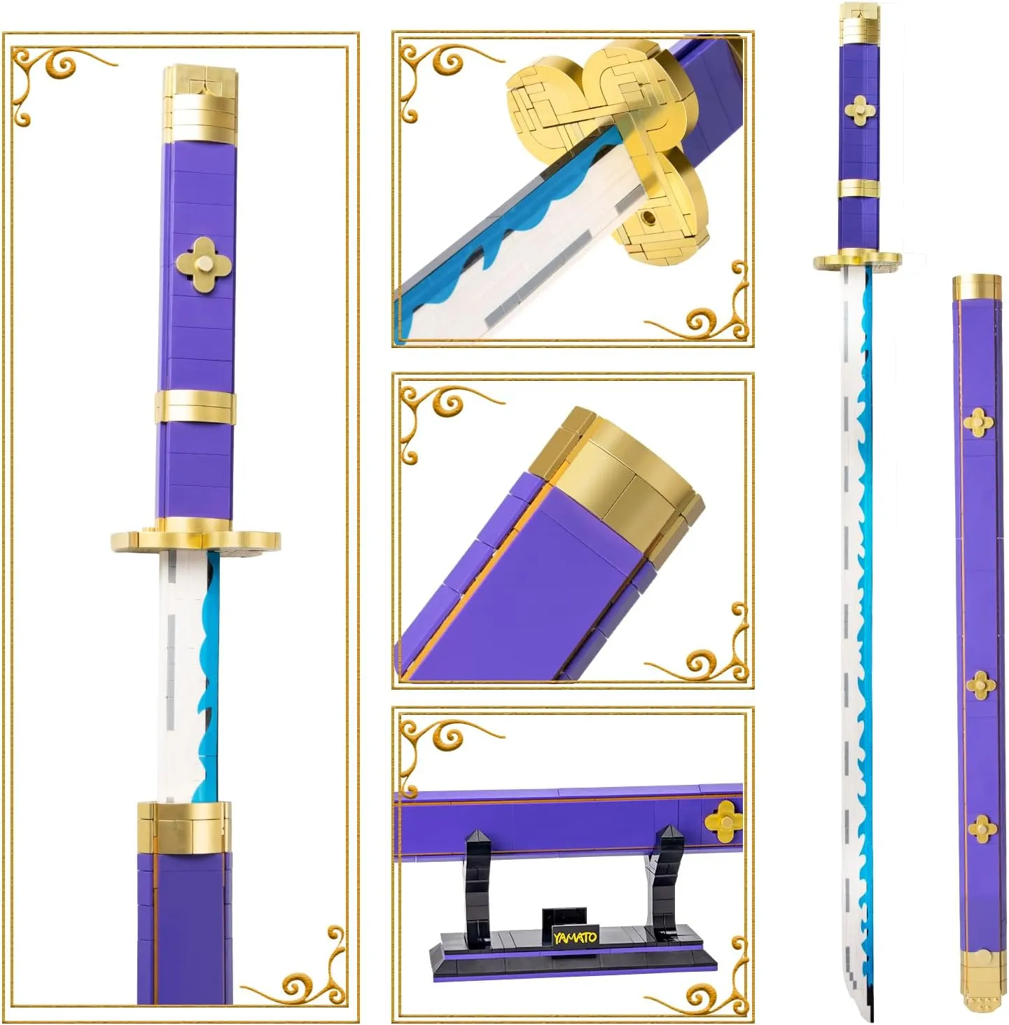 Cosplay Anime Swords Building Set,Anime Yamato Sword Building Block with Scabbard and Stand Model Kits Toy,Creative Gifts for Adults and Kids 8  (936PCS)