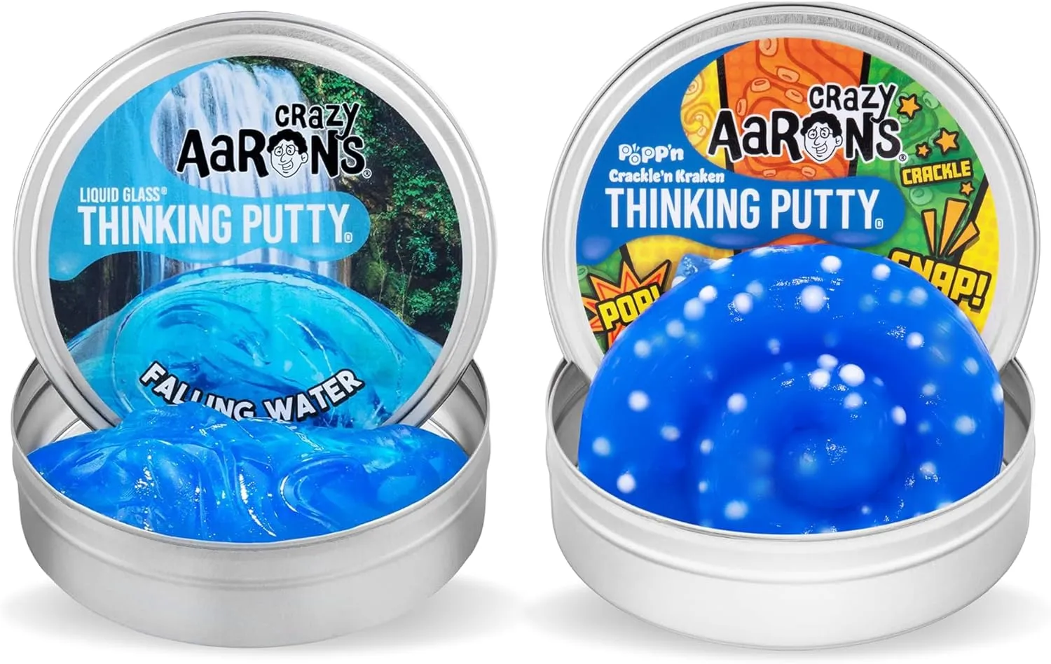 Crazy Aaron's Falling Water & Crackle'n Kracken Popp'n Thinking Putty Bundle