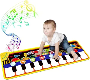 Creative Kids Combo: RenFox Baby Piano Mat & Adjustable Art Easel Set