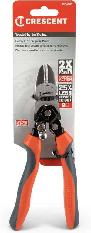 Crescent 9" Pro Series Long Nose Compound Action Dual Material Pliers - PS6549C, Black, full size