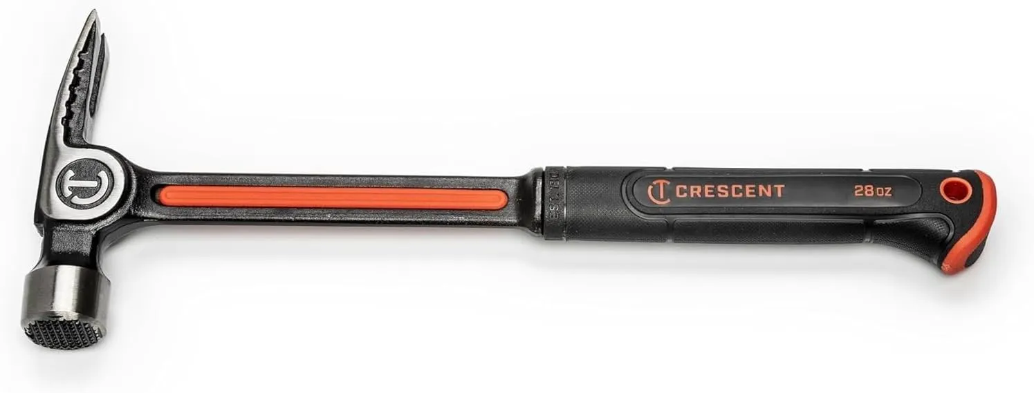 Crescent Steel Milled-Face Framing Hammer - Claw Hammer with Vibeguard Technology & Magnetic Nail Starter - 28 oz - CHSFRM23