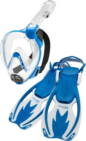 Cressi Junior Snorkeling Kit for Kids Aged 5 to 15 - Full Face Mask   Adjustable Fins   Lightweight Colorful Equipment - Baron Jr & Rocks Set: Made in Italy