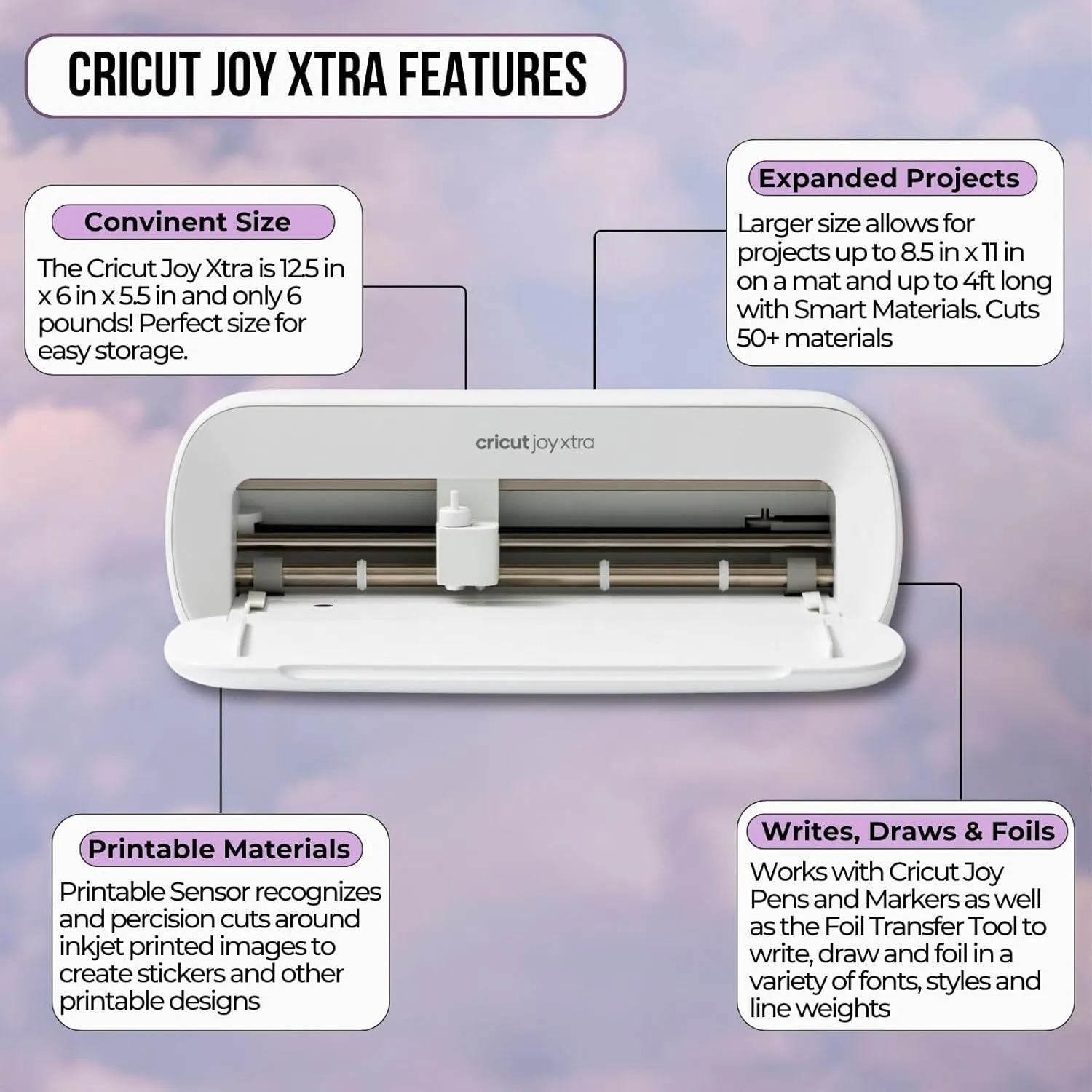 Cricut Joy Xtra Machine with Smart Vinyl, Transfer Tape and Weeder Tool Beginner Bundle - Craft Machine Bundle with Materials to Start, DIY Decor and Crafts with this Beginner Friendly Cutting Machine
