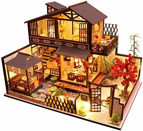 CRIOLPO Courtyard Model, Multi Layer Villa Wooden Dollhouse Kit, DIY Miniature Dollhouse with Wooden Furniture Kit, 1:24 Scale Creative Doll House Toys for Adult, Home DéCor - Linqi Valley Residence