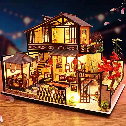 CRIOLPO Courtyard Model, Multi Layer Villa Wooden Dollhouse Kit, DIY Miniature Dollhouse with Wooden Furniture Kit, 1:24 Scale Creative Doll House Toys for Adult, Home DéCor - Linqi Valley Residence