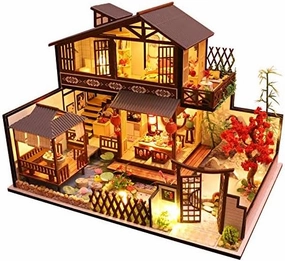 CRIOLPO Courtyard Model, Multi Layer Villa Wooden Dollhouse Kit, DIY Miniature Dollhouse with Wooden Furniture Kit, 1:24 Scale Creative Doll House Toys for Adult, Home DéCor - Linqi Valley Residence