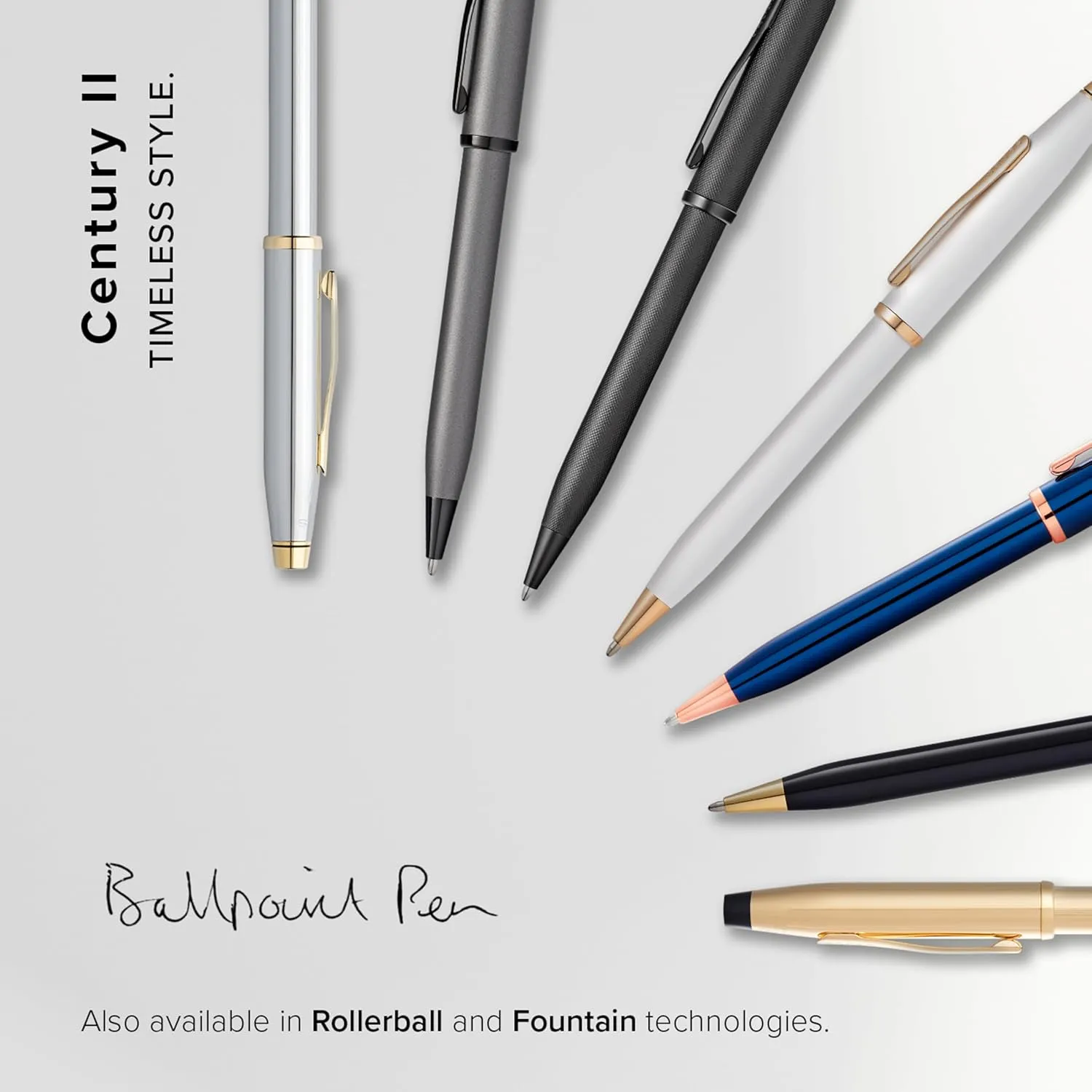 Cross Century II Refillable Ballpoint Pen Presented in a Luxury Gift Box - Medium Point, Black Ink, Translucent Blue & Chrome