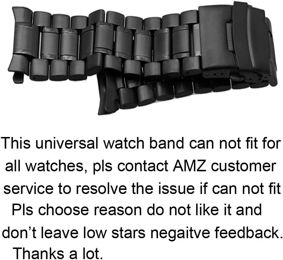 Curved End Replacement Watch Band 18mm 20mm 22mm 24mm Stainless Steel Watchband Double Lock Buckle Wrist Belt Watch Strap SB5ZWT