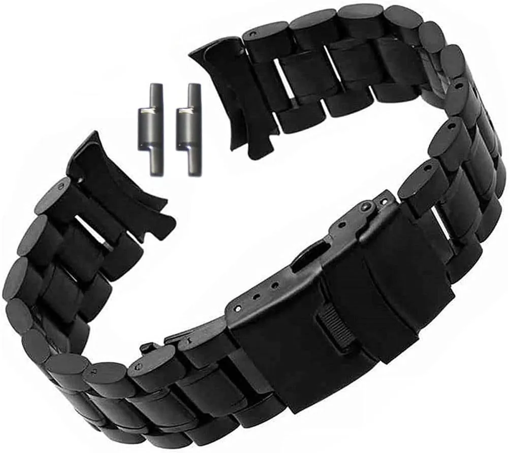 Curved End Replacement Watch Band 18mm 20mm 22mm 24mm Stainless Steel Watchband Double Lock Buckle Wrist Belt Watch Strap SB5ZWT