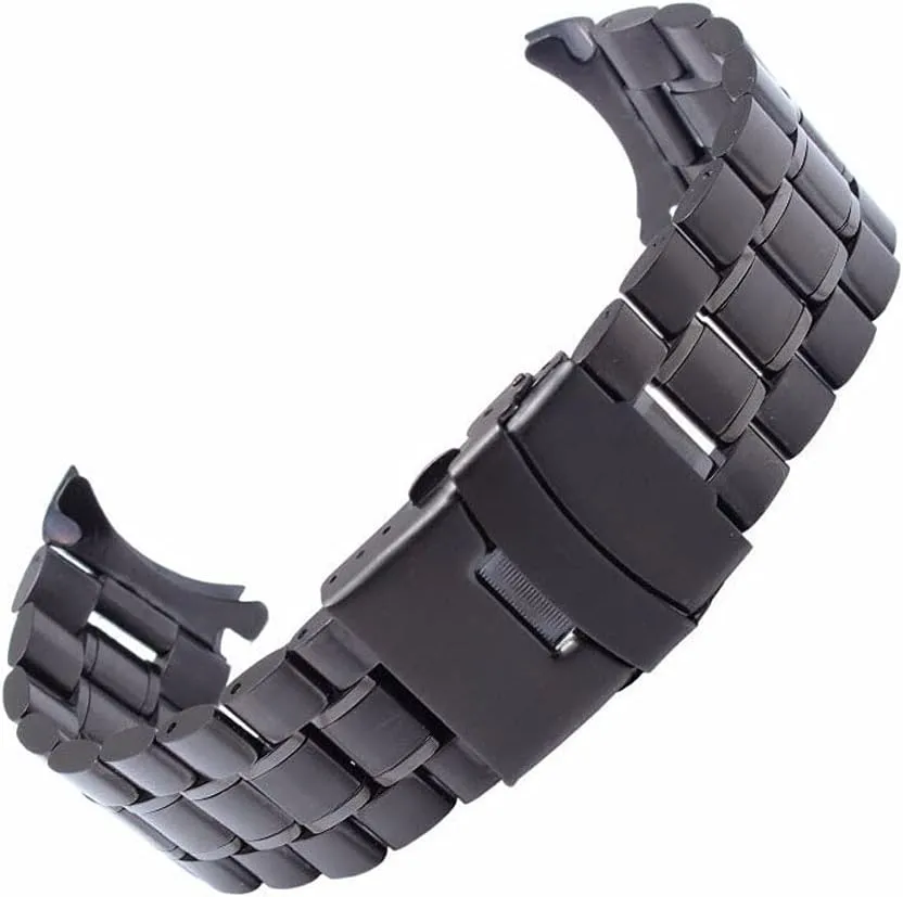 Curved End Replacement Watch Band 18mm 20mm 22mm 24mm Stainless Steel Watchband Double Lock Buckle Wrist Belt Watch Strap SB5ZWT