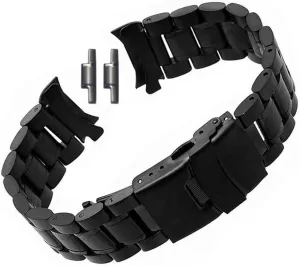 Curved End Replacement Watch Band 18mm 20mm 22mm 24mm Stainless Steel Watchband Double Lock Buckle Wrist Belt Watch Strap SB5ZWT