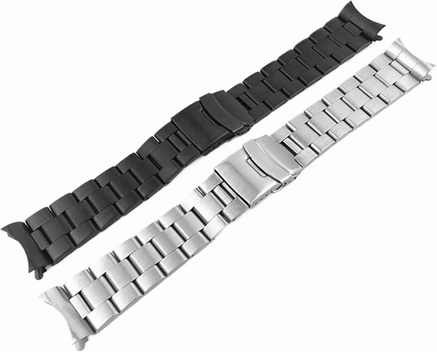 Curved Ends 18mm 20mm 22mm Solid Stainless Steel Band Link Bracelet Watch Band Mens Replacement Band