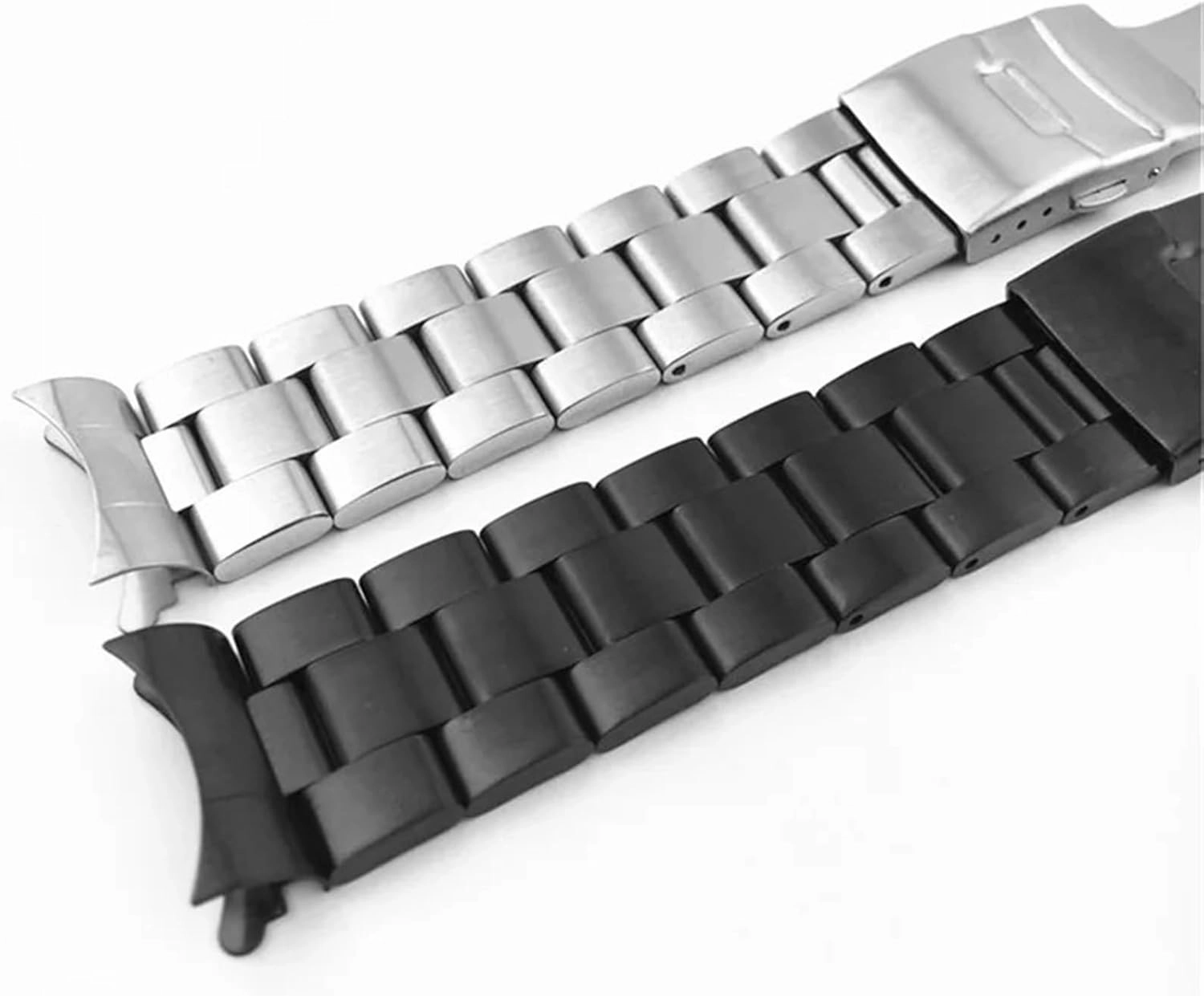Curved Ends 18mm 20mm 22mm Solid Stainless Steel Band Link Bracelet Watch Band Mens Replacement Band