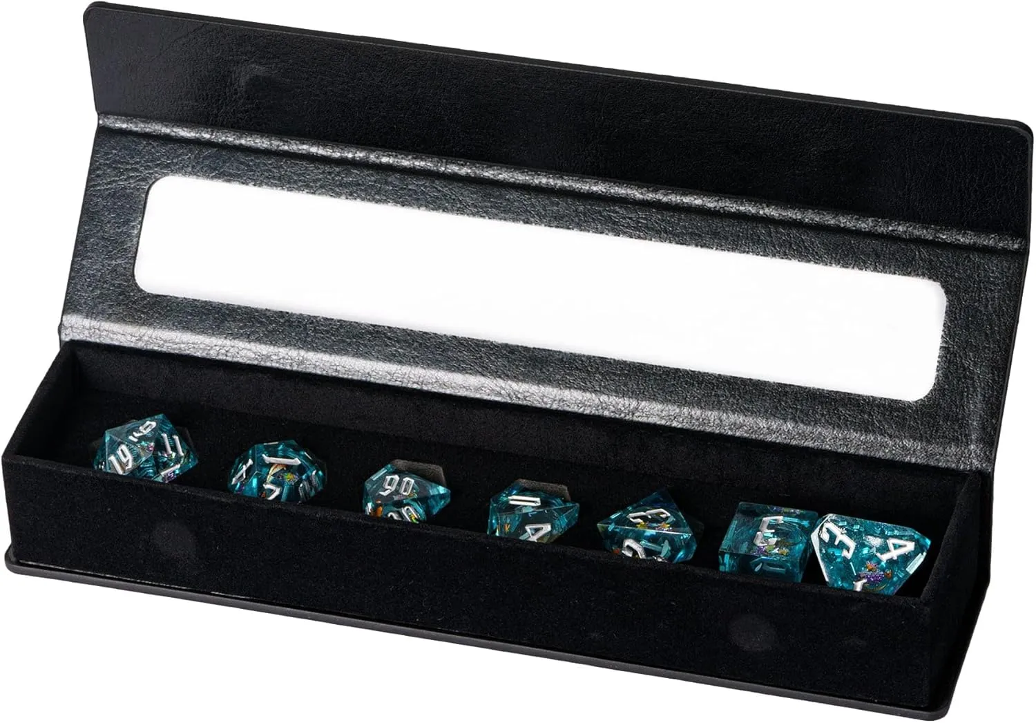 Cusdie 7-Die Sharp Edges DND Dice Set, Quicksand Polyhedral D&D Dice Set w/Goldfish Stickers for DND Dungeons and Dragons TTRPG Role Playing Games