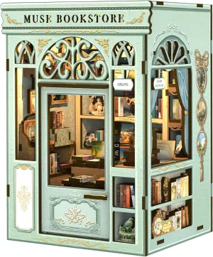 CUTEBEE Book Nook Kit, DIY Miniature House Kits for Adult and Teens, Dollhouse Mini Booknook House Bookshelf, DIY Craft Gifts for Family and Friends（Muse Bookstore）
