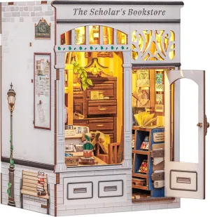 CUTEBEE Book Nook Kit, DIY Miniature House Kits for Adult and Teens, Dollhouse Mini Booknook House Bookshelf, DIY Craft Gifts for Family and Friends（The Scholar's Bookstore）