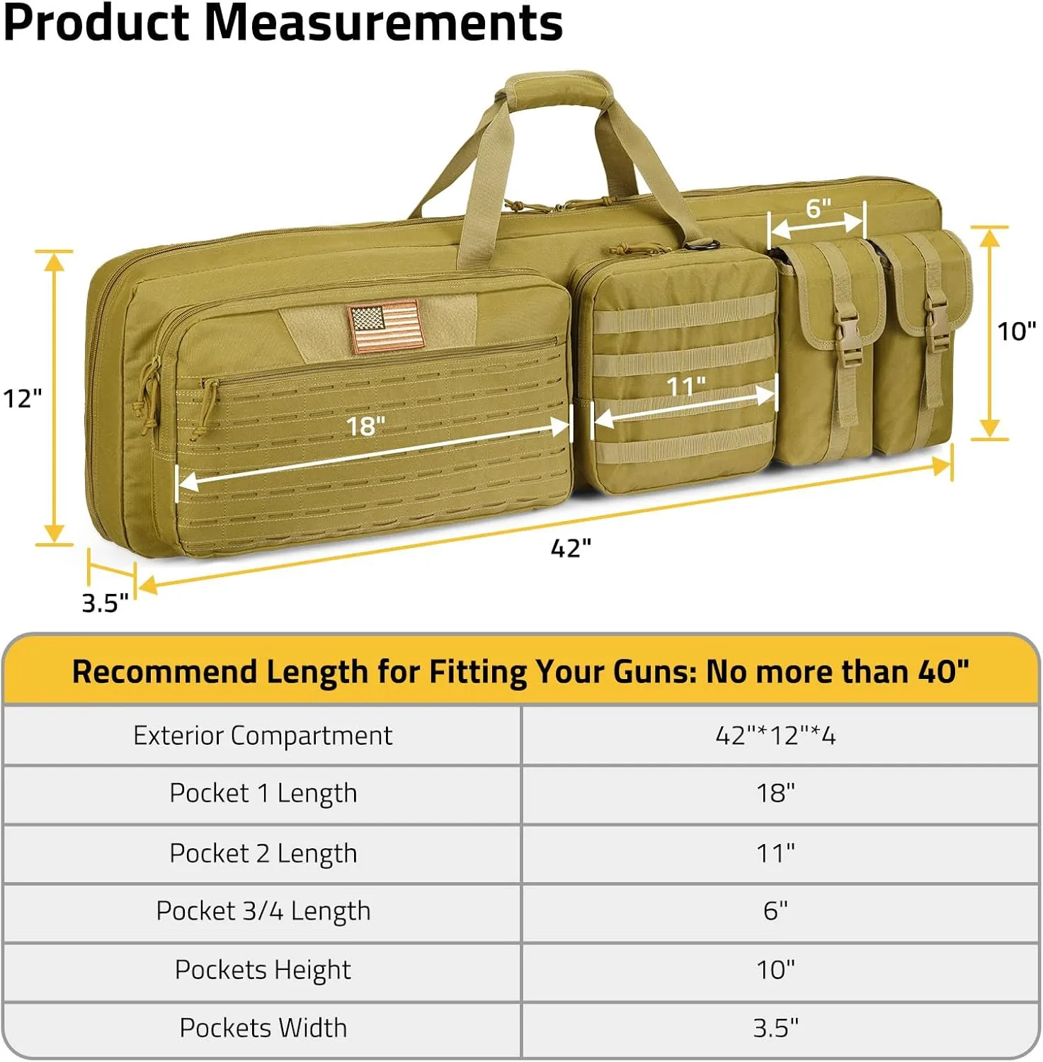CVLIFE Soft Rifle Case Long Double Tactical Bag, Lockable Zipper Gun Case with Four Pockets, Rifle Bag Gun Backpack with Shoulder Straps and Padded Handle for Outdoor Hunting