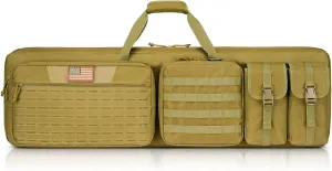 CVLIFE Soft Rifle Case Long Double Tactical Bag, Lockable Zipper Gun Case with Four Pockets, Rifle Bag Gun Backpack with Shoulder Straps and Padded Handle for Outdoor Hunting