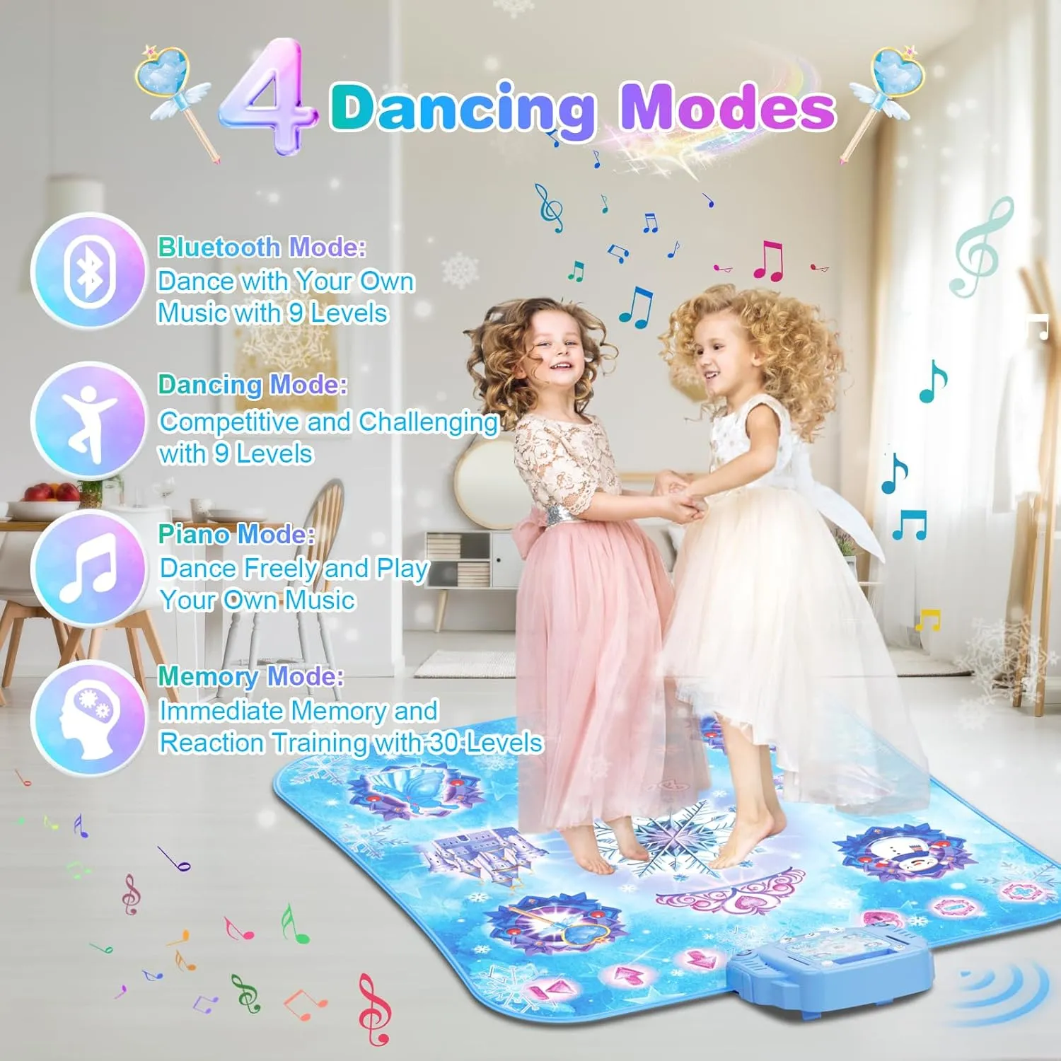 Dance Mat for 3-12 Year Old Girls, Electronic Dance Pad with 8 Button & Wireless Bluetooth, Music Dance Toy Birthday Xmas Gifts for Kids 3 4 5 6 7 8 9 10  Year Old